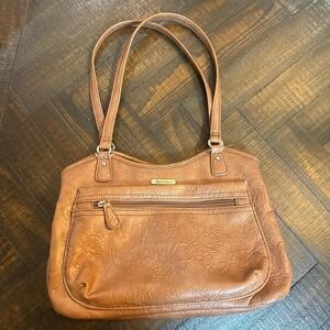 MultiSac Tan Floral Faux Leather Shoulder Bag